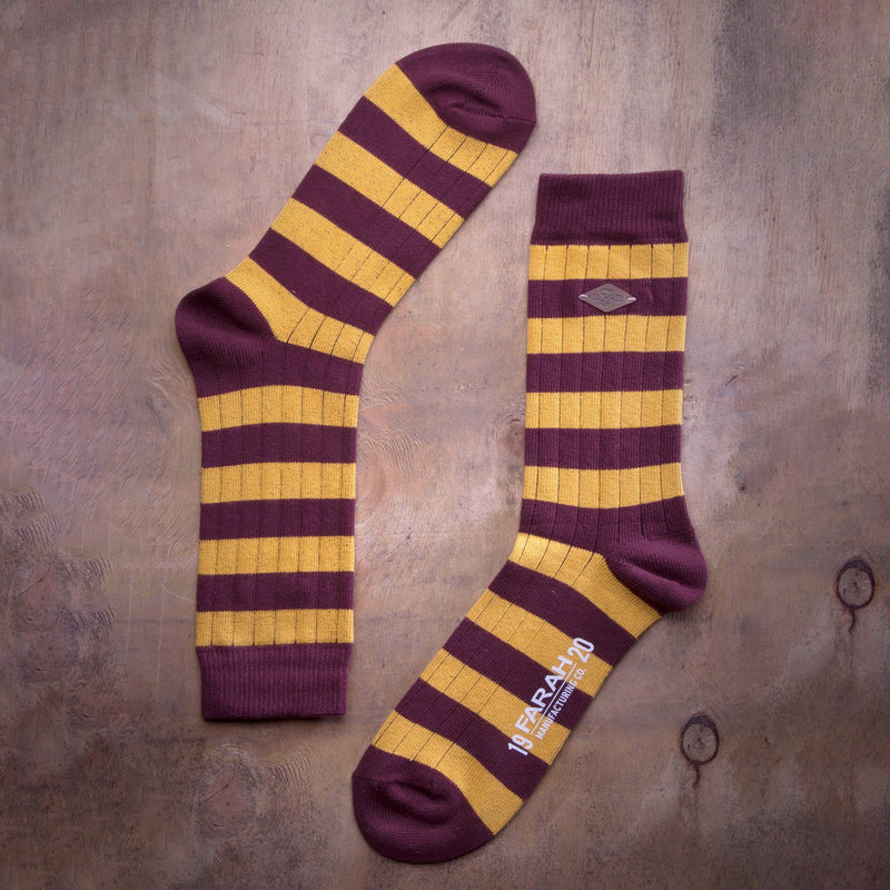 2 Pack Mens Cotton Patterned Striped Ribbed Boot Socks
