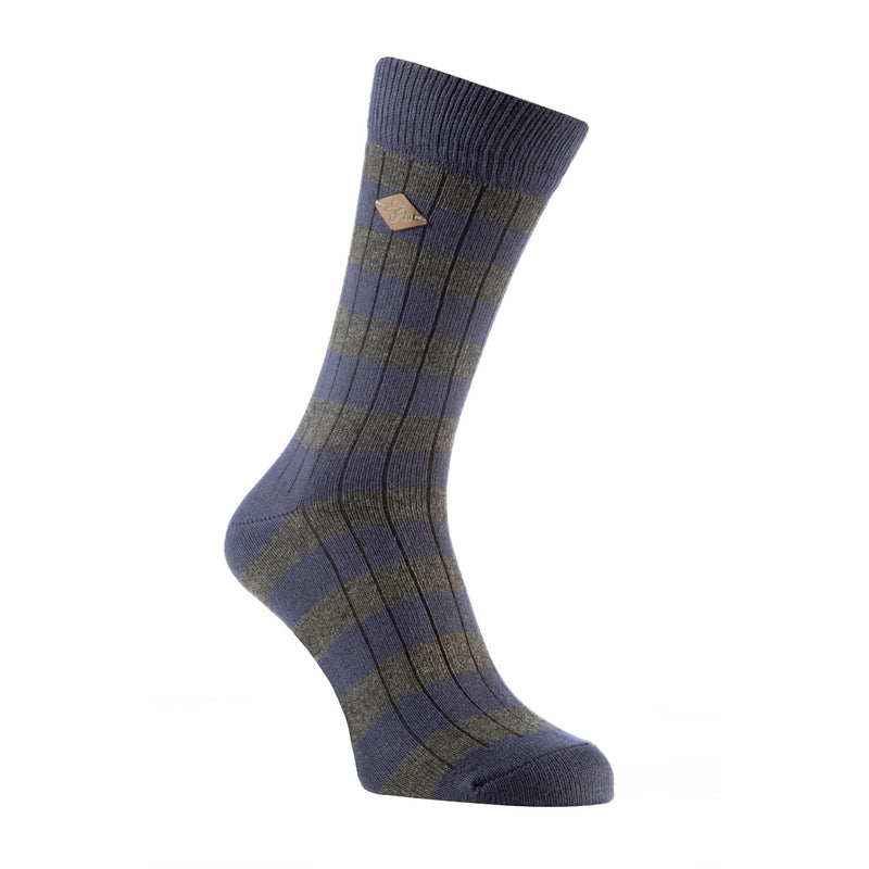 2 Pack Mens Cotton Patterned Striped Ribbed Boot Socks