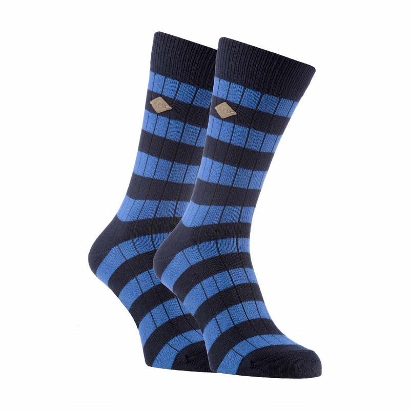 2 Pack Mens Cotton Patterned Striped Ribbed Boot Socks