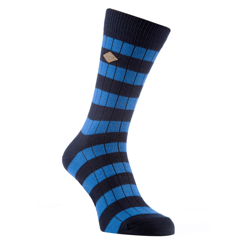 2 Pack Mens Cotton Patterned Striped Ribbed Boot Socks