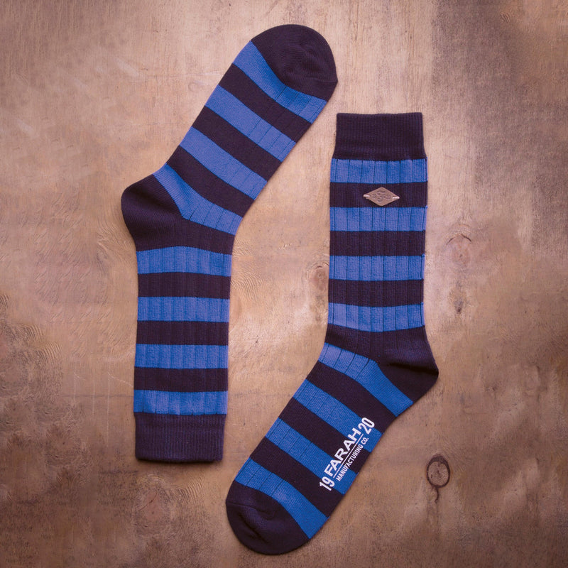2 Pack Mens Cotton Patterned Striped Ribbed Boot Socks