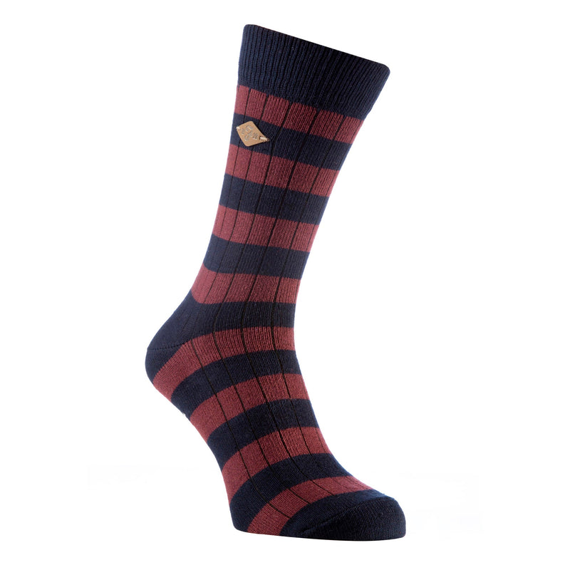 2 Pack Mens Cotton Patterned Striped Ribbed Boot Socks