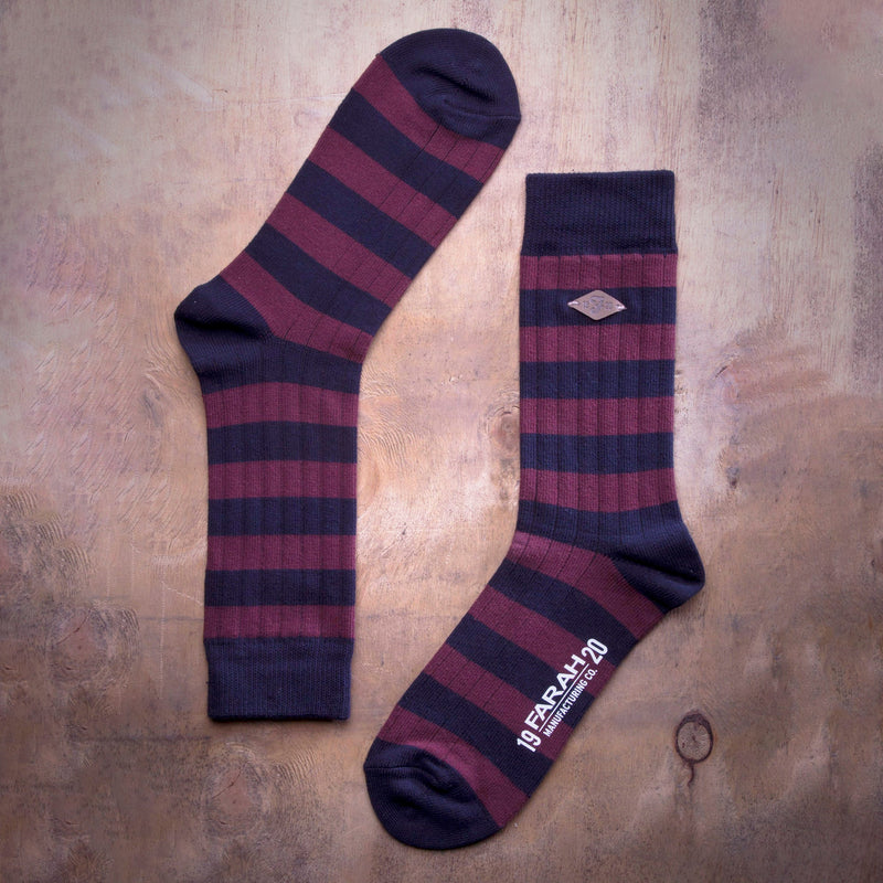 2 Pack Mens Cotton Patterned Striped Ribbed Boot Socks