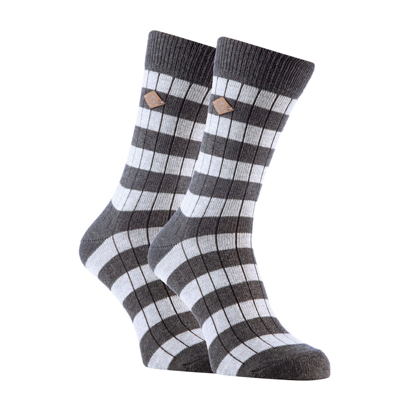 2 Pack Mens Cotton Patterned Striped Ribbed Boot Socks