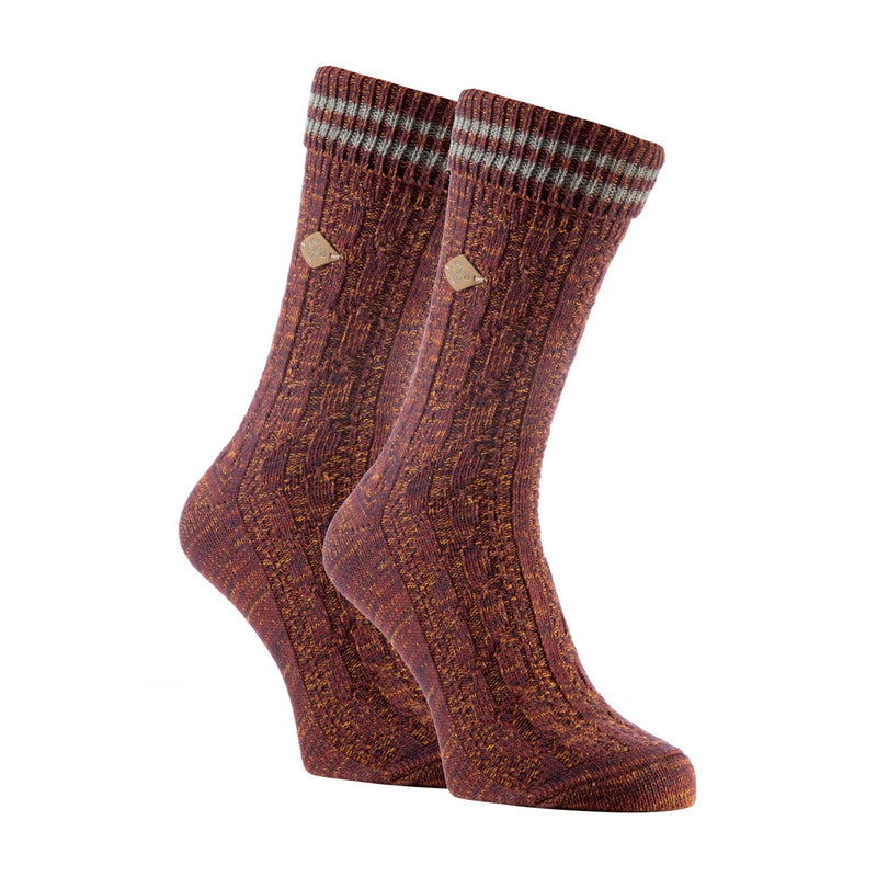 2 Pack Mens Cable Knit Cotton Boot Dress Socks with Turn Over Top