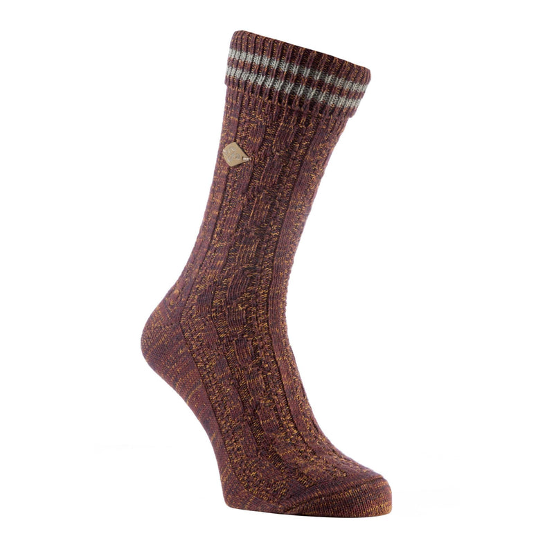 2 Pack Mens Cable Knit Cotton Boot Dress Socks with Turn Over Top
