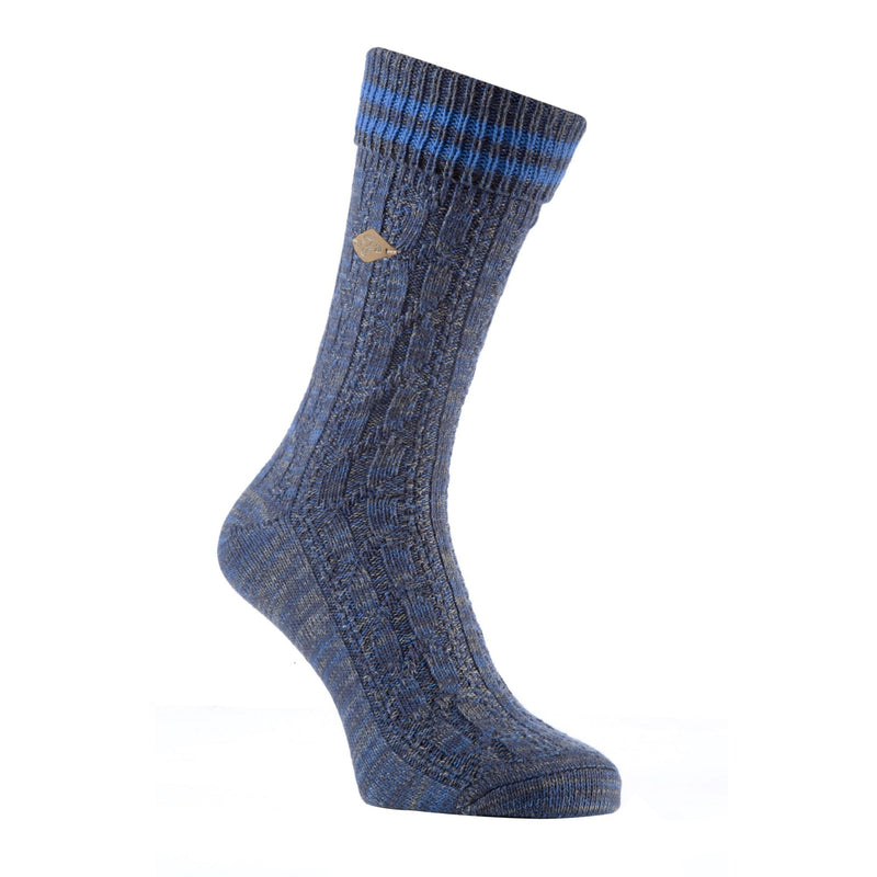 2 Pack Mens Cable Knit Cotton Boot Dress Socks with Turn Over Top