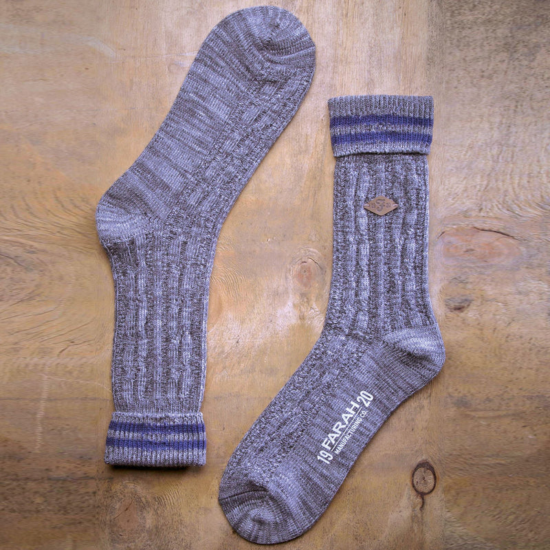 2 Pack Mens Cable Knit Cotton Boot Dress Socks with Turn Over Top