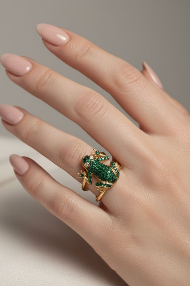 Frog Prince Cocktail Ring Adjustable Gold