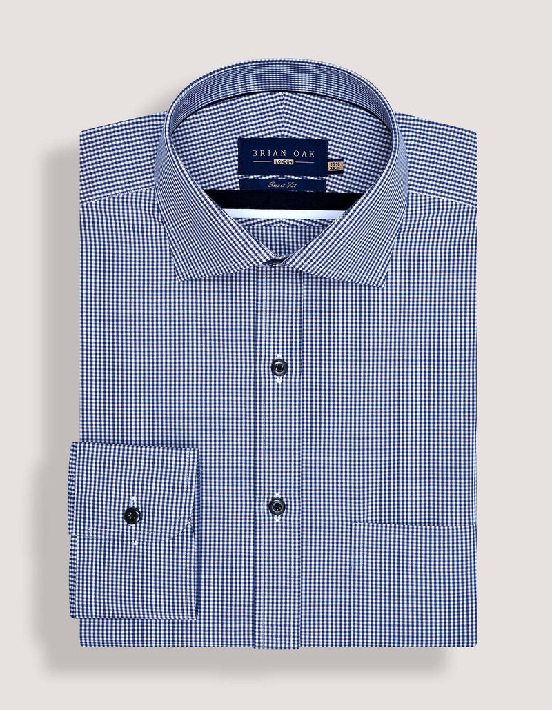 Navy Mini Check Shirt
