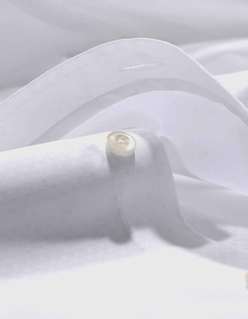 White Self Textured Smart Shirt