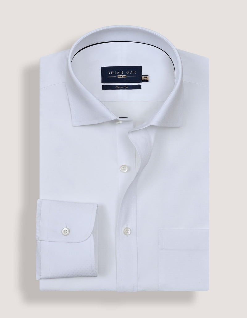 White Self Textured Smart Shirt