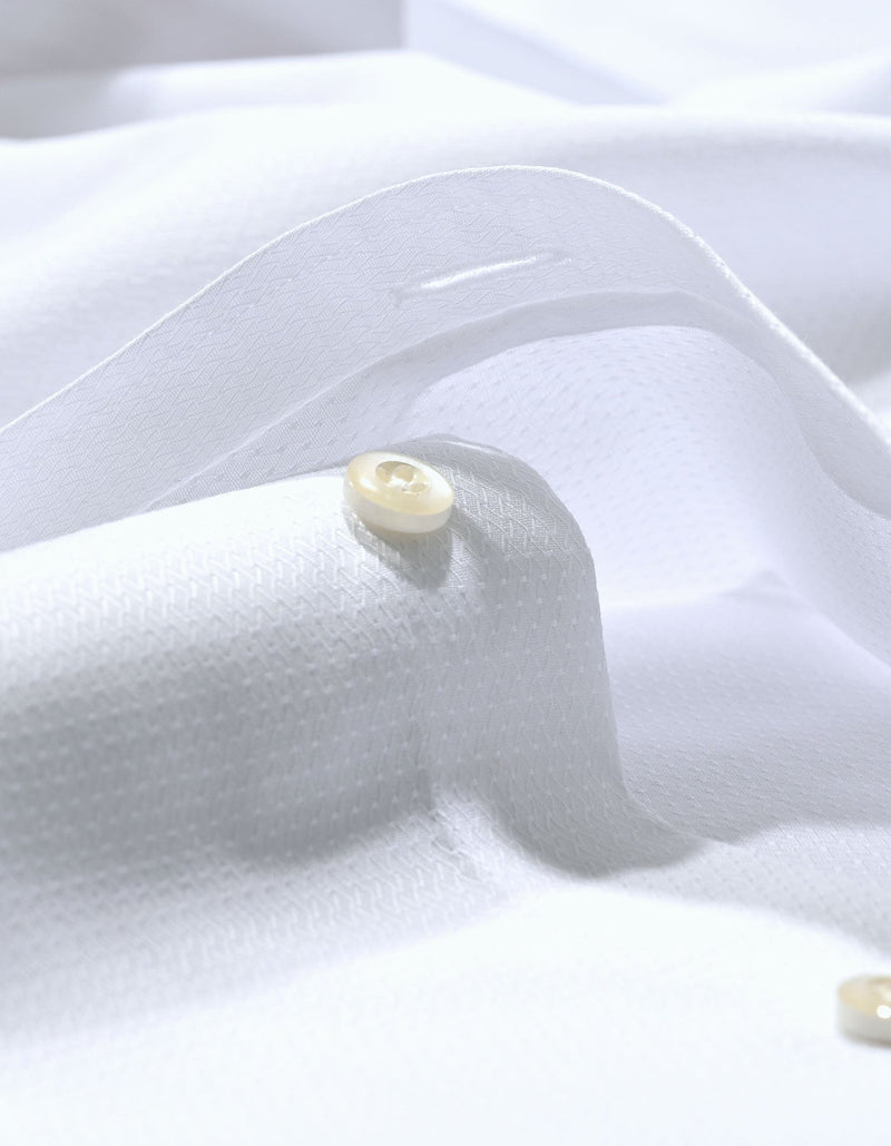 Geometric Self Textured White Shirt