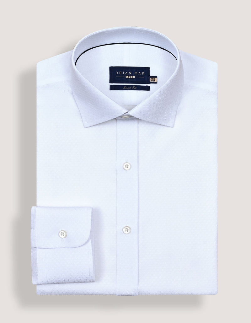 Self Textured White Smart Fit Dress Shirt