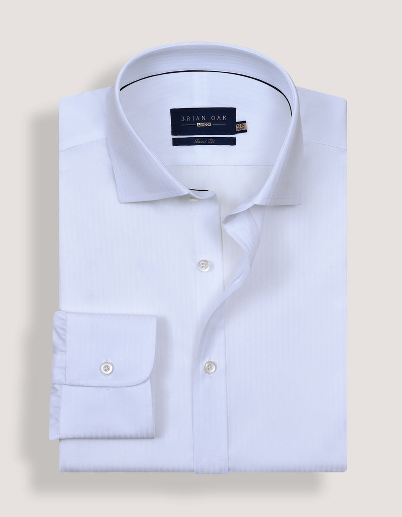 White Self Striped Textured Shirt