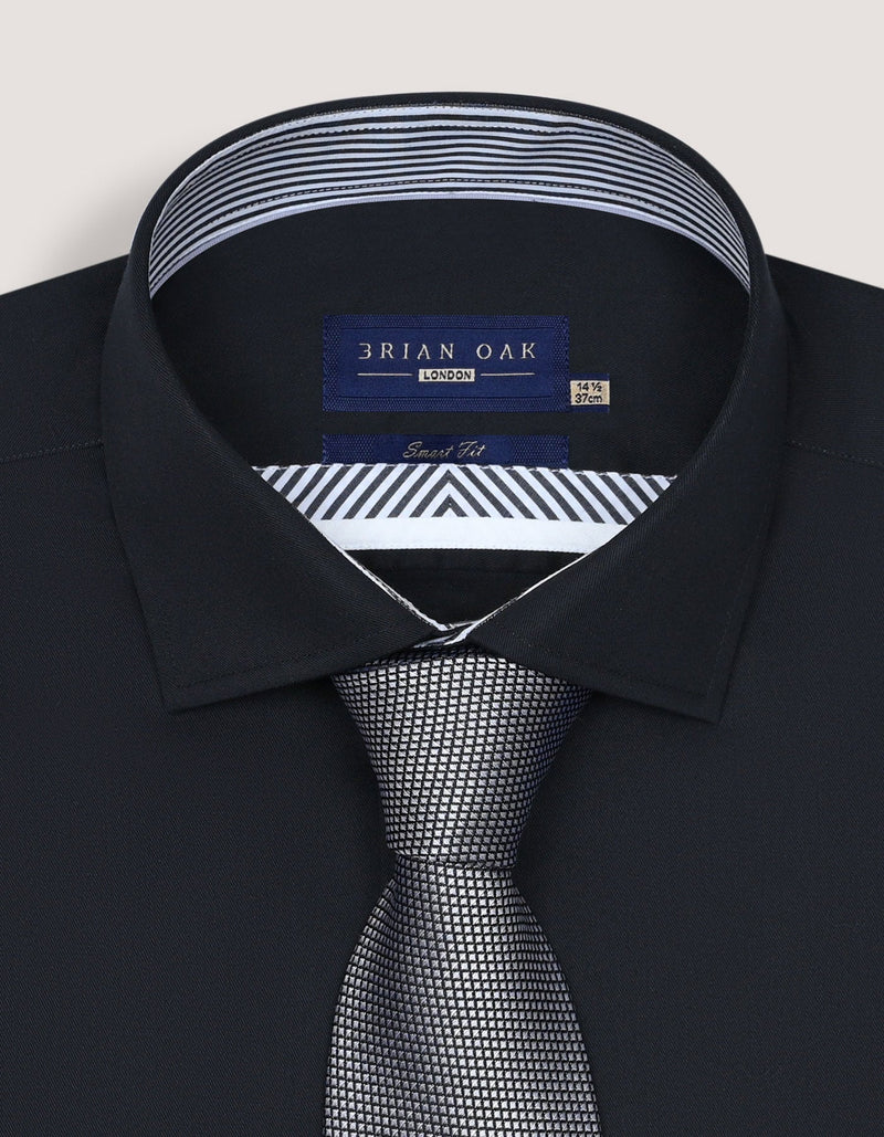 Easy Care Designer Black Satin Shirt