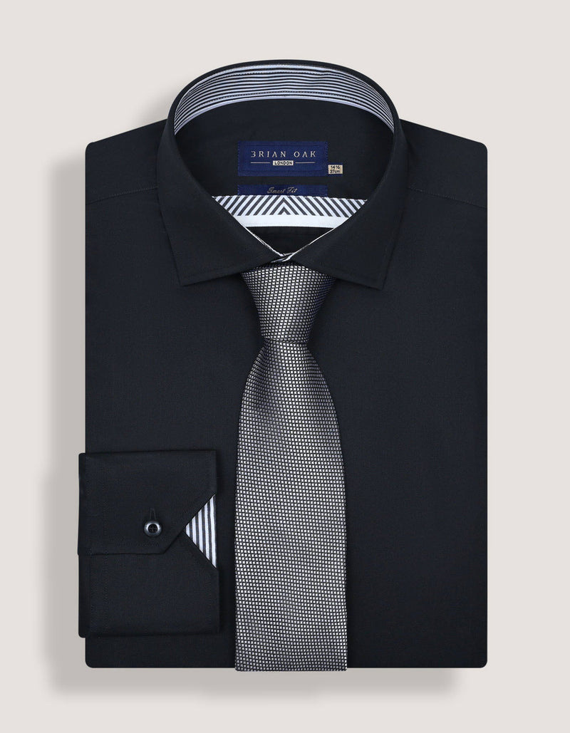 Easy Care Designer Black Satin Shirt