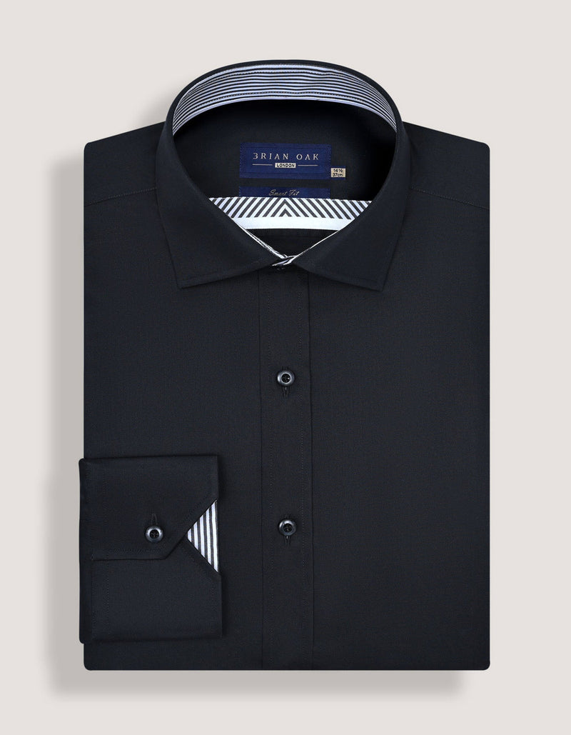 Easy Care Designer Black Satin Shirt