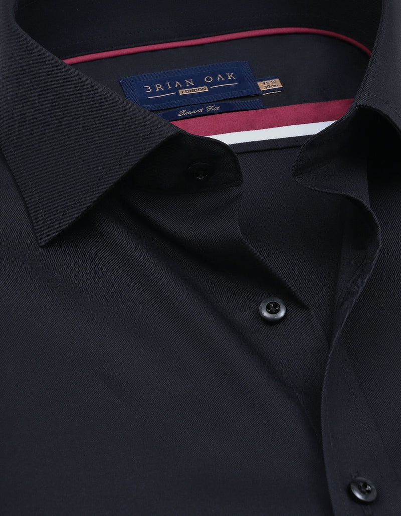 Easy Iron Plain Black Dress Shirt
