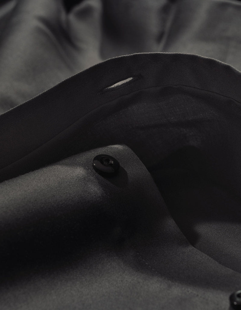 Charcoal Plain Satin Dress Shirt