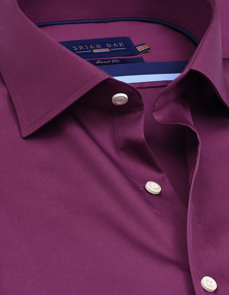 Smart Fit Plum Satin Dress Shirt