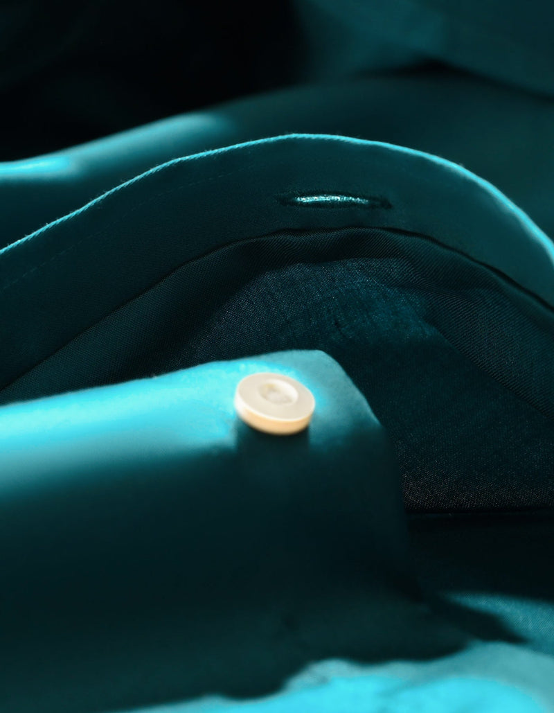 Rich Teal Satin Dress Shirt
