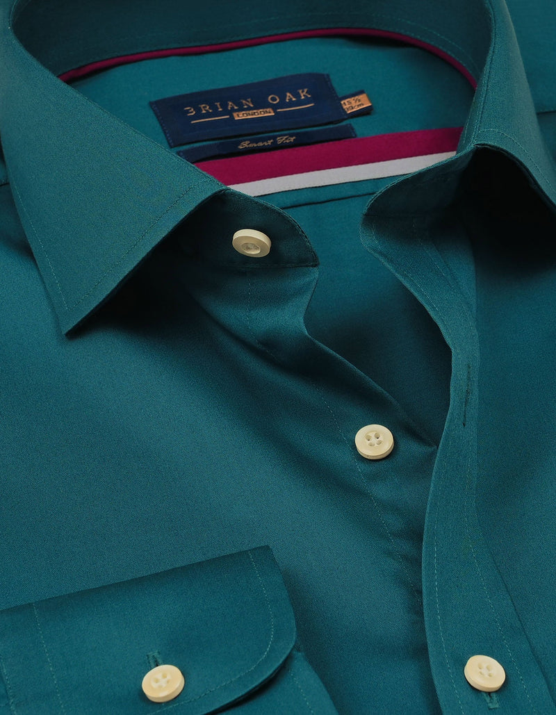 Rich Teal Satin Dress Shirt