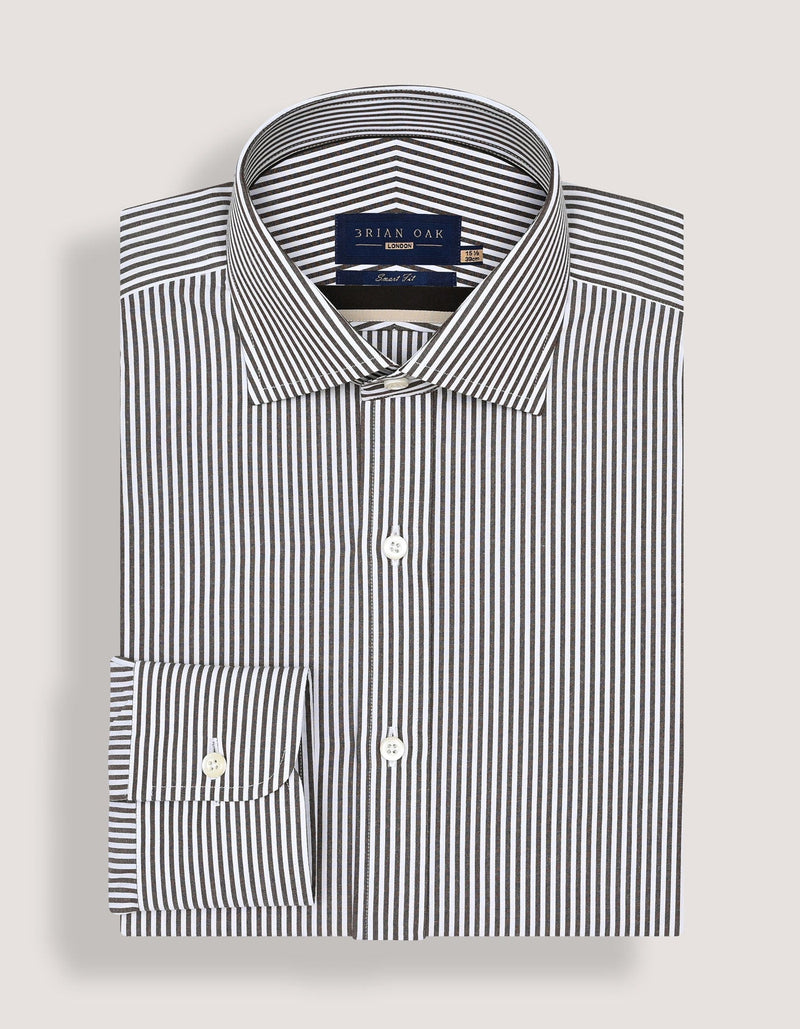 Brown & White Striped Formal Shirt