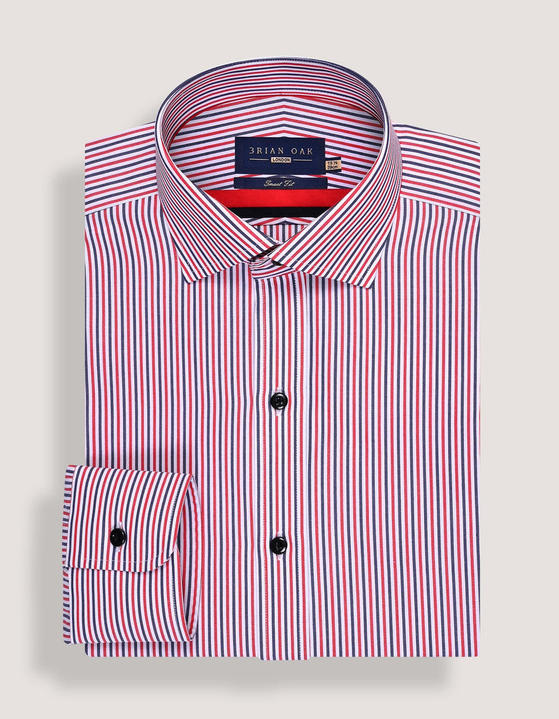 Contrast Red & Blue Striped Formal Shirt