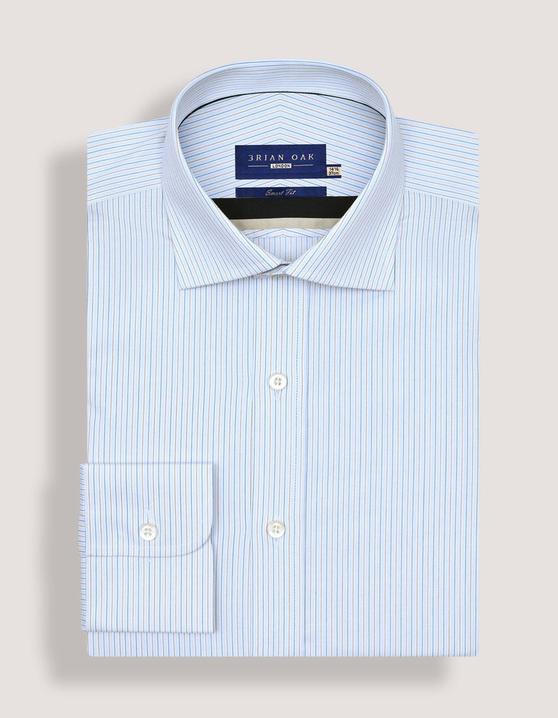 Striped Cotton Dress Shirt – Blue and Mustard
