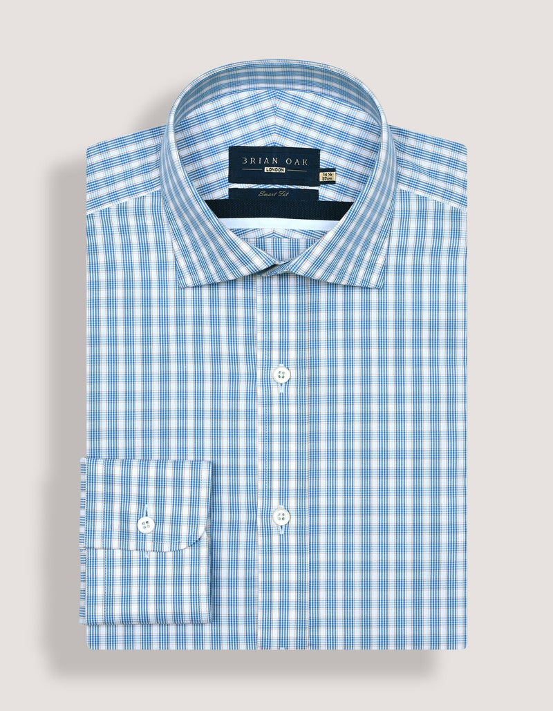 Light Blue Checkered Dress Shirt