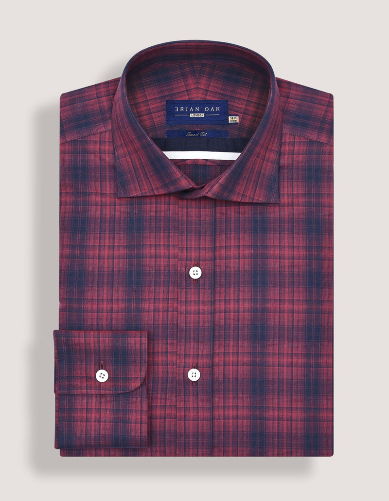 Maroon and Black Cotton Check Shirt
