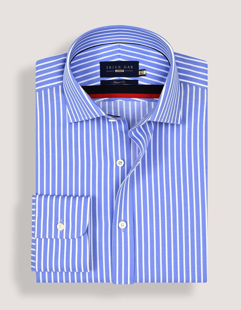 Sky Blue Striped Cotton Dress Shirt