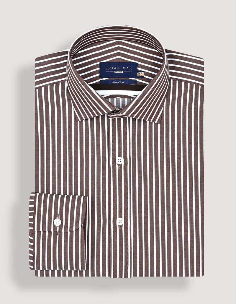 Smart Fit Brown Striped Shirt
