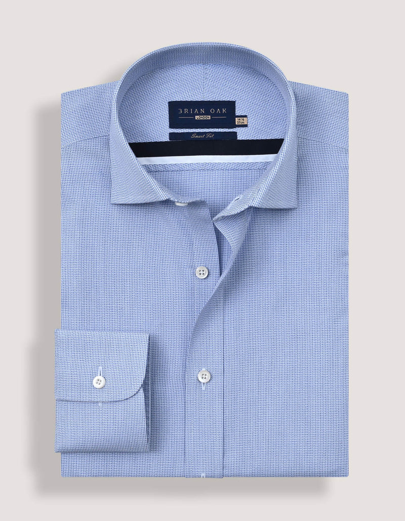 Easy Care Formal Check Shirt – Light Blue