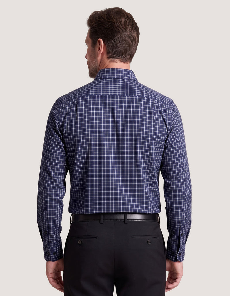 Smart Fit Navy Cotton Check Shirt