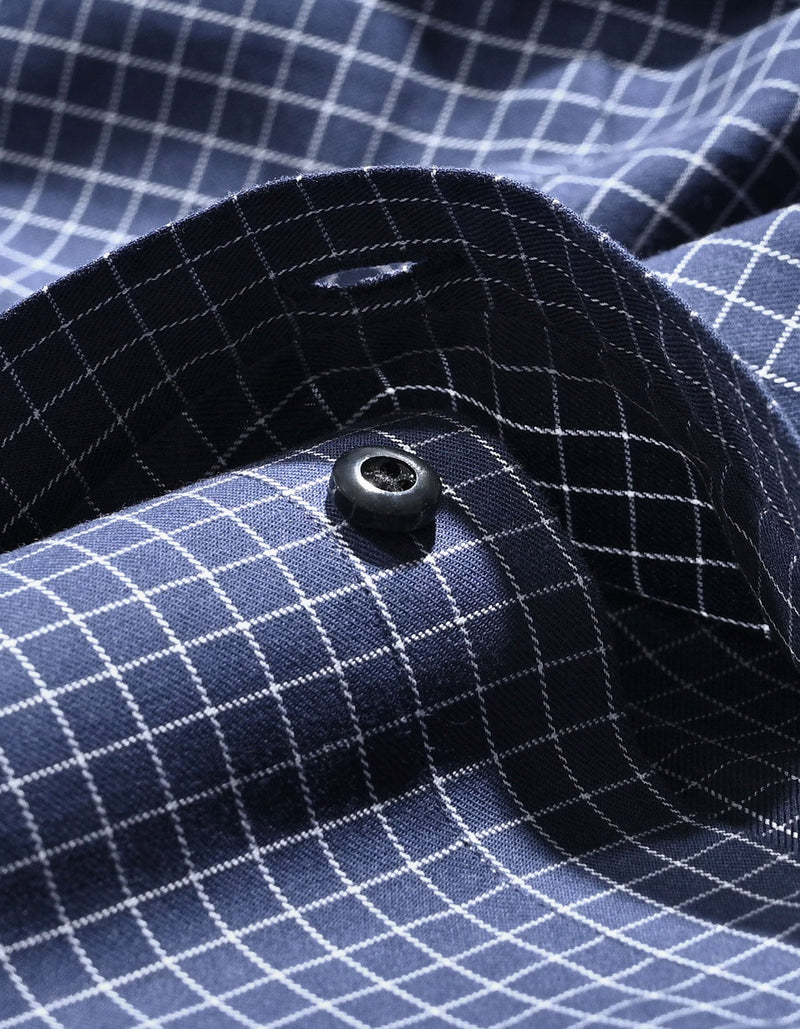 Smart Fit Navy Cotton Check Shirt