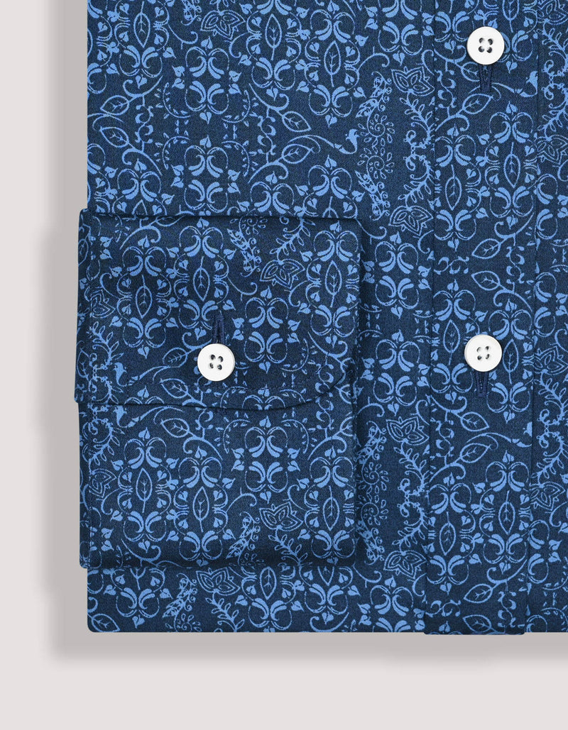 Patterned Dress Shirt – Navy and Blue