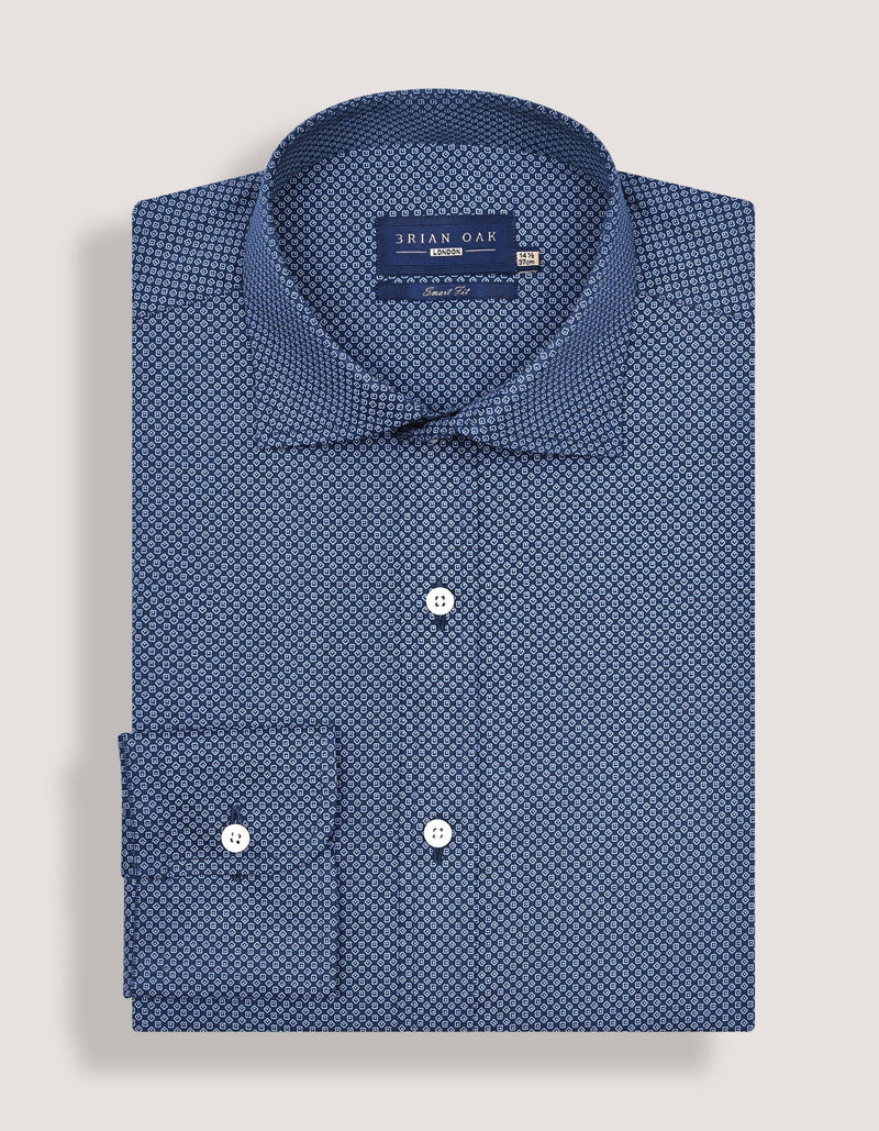 Mini Floral Print Shirt – Navy Blue