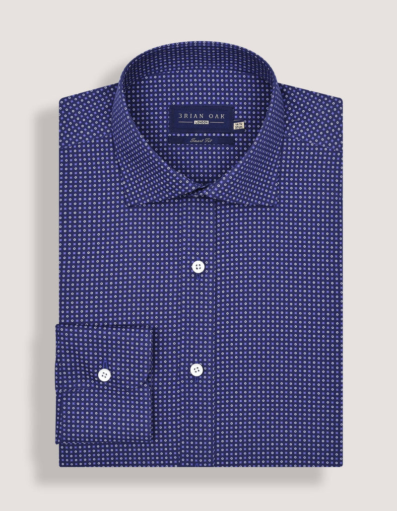 Easy Care Patterned Shirt – Egyptian Blue