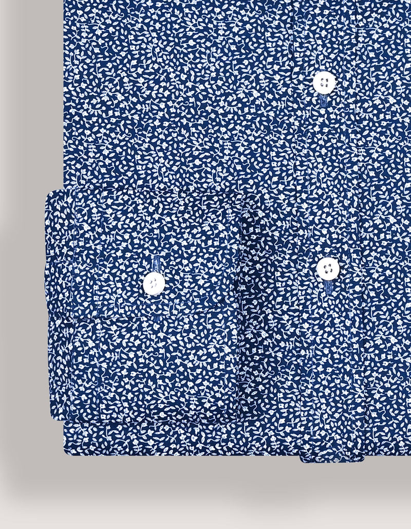 Modern Fit Navy Printed Dress Shirt