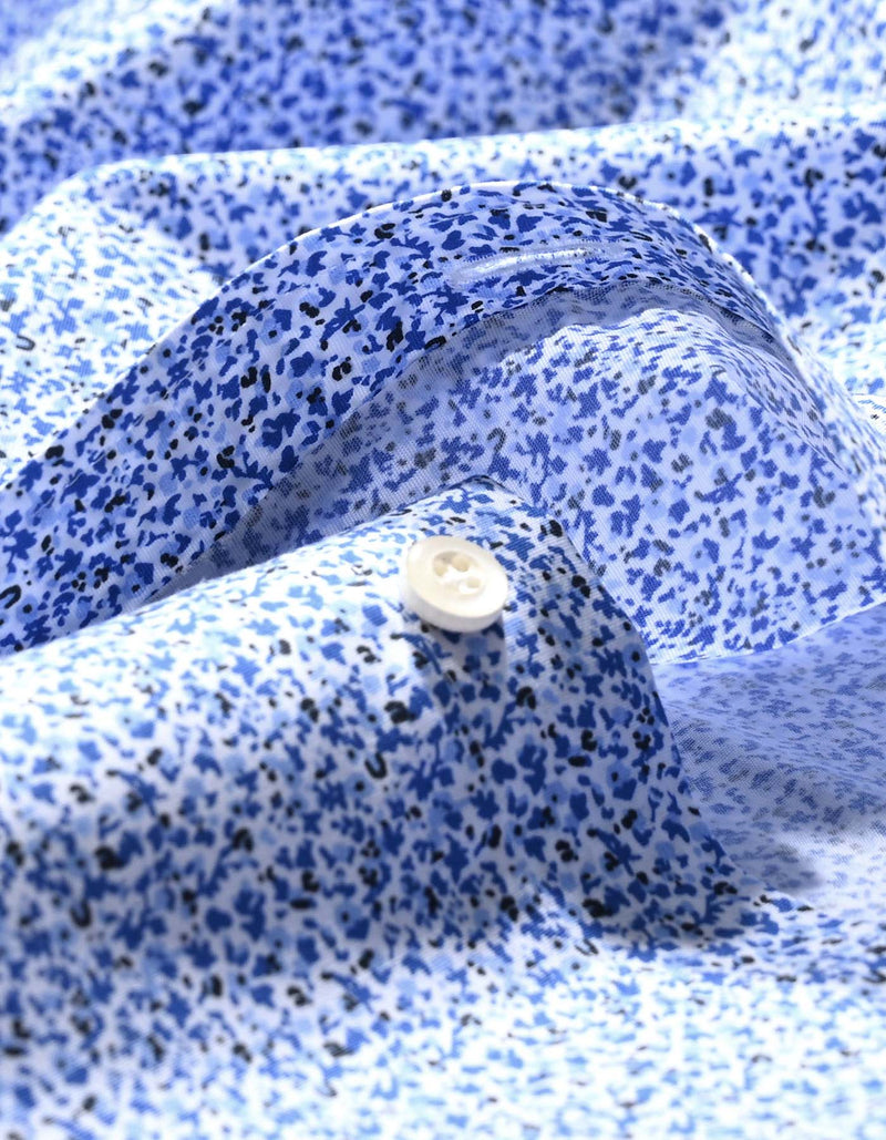 Blue Speckle Print Dress Shirt