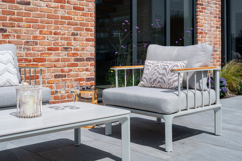 Taunton Aluminium Lounge Set with Teak Armrests & Coffee Table