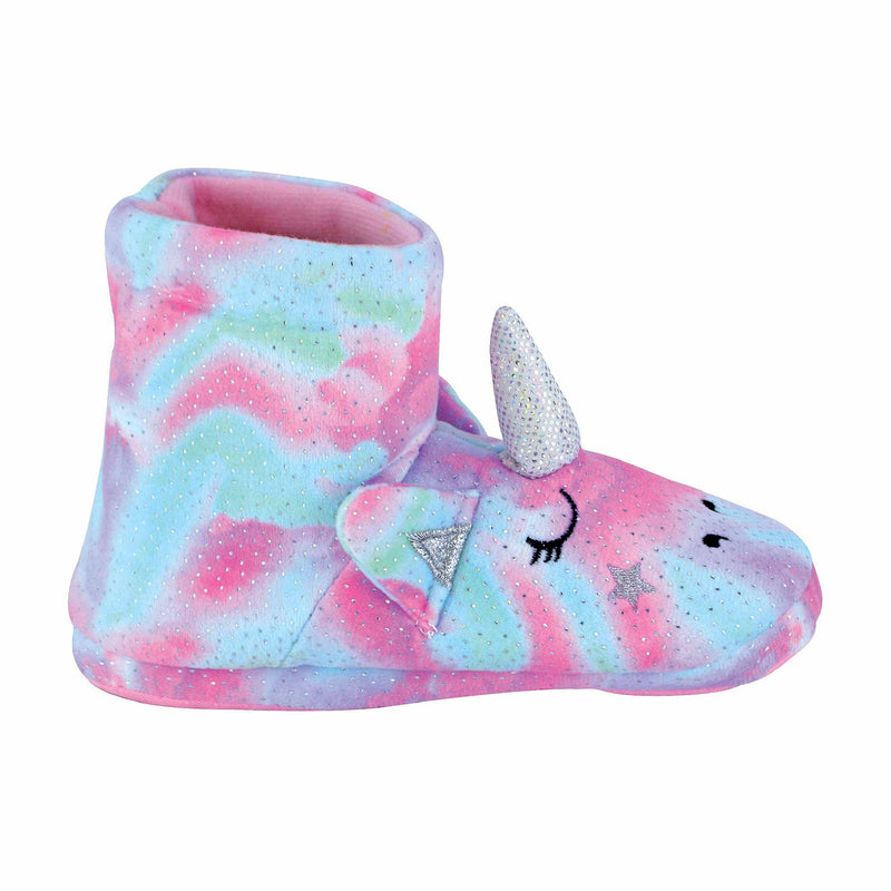 Kids 3D Pink Unicorn Rainbow Novelty Slipper Booties (4 Sizes)