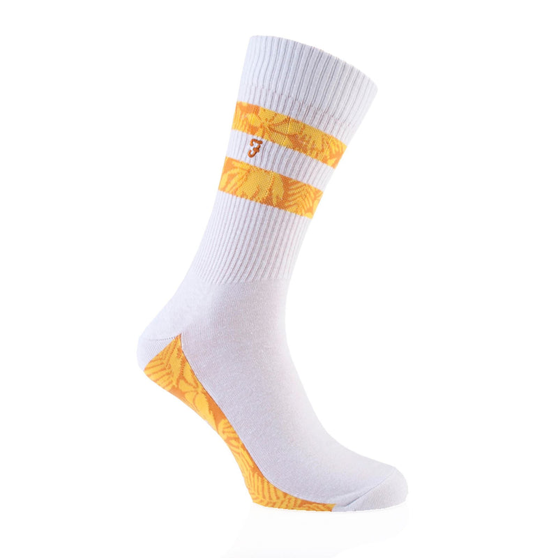 2 Pack Mens Classic Cotton Ribbed White Sports Socks with Stripes