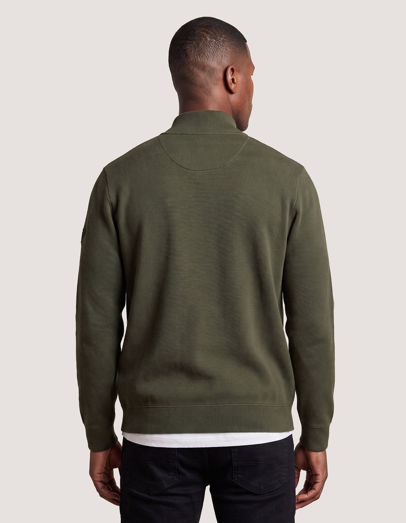 Olive Textured Full Zip Fleece
