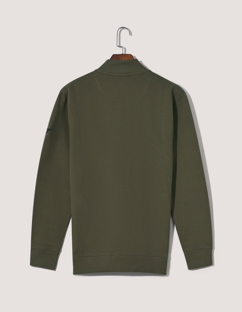 Olive Textured Mock Neck Zipper