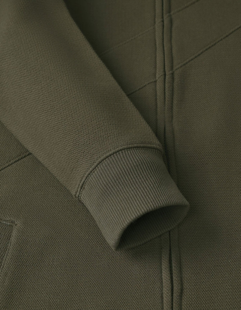 Olive Textured Full Zip Fleece