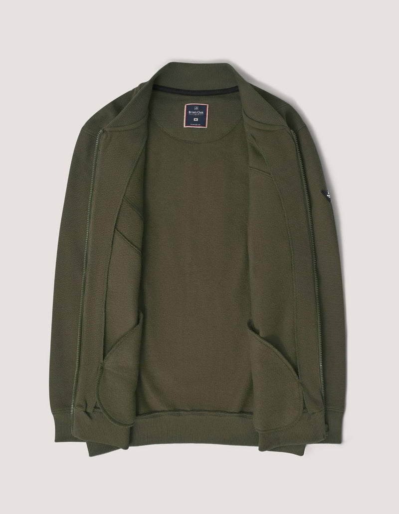 Olive Textured Full Zip Fleece