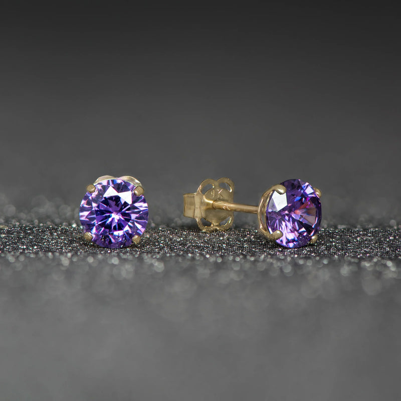 February Birthstone Amethyst Stud Earrings